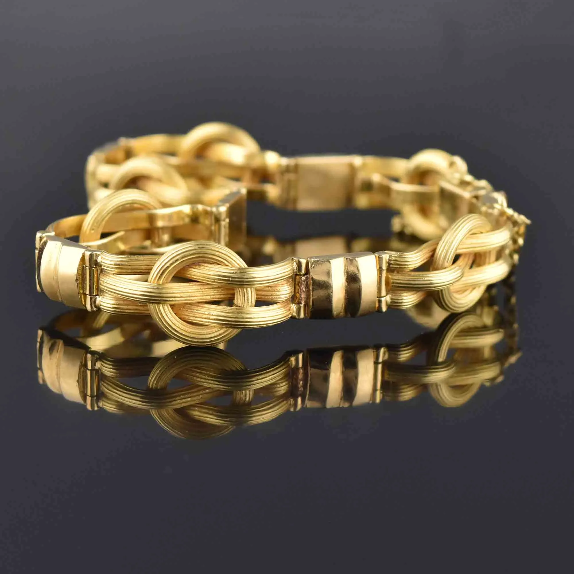 Estate Heavy 18K Gold Love Knot Bracelet