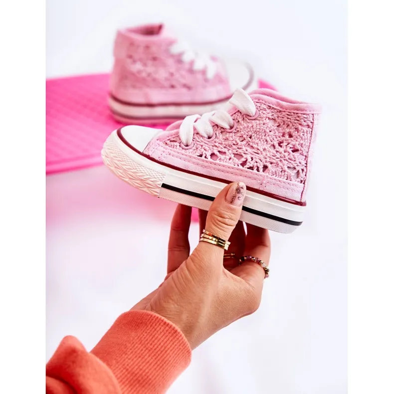 FR1 Children's High-top Sneakers Pink Mona