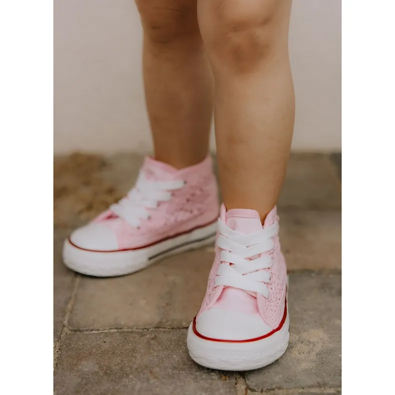 FR1 Children's High-top Sneakers Pink Mona