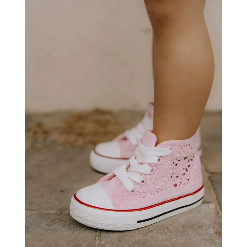 FR1 Children's High-top Sneakers Pink Mona