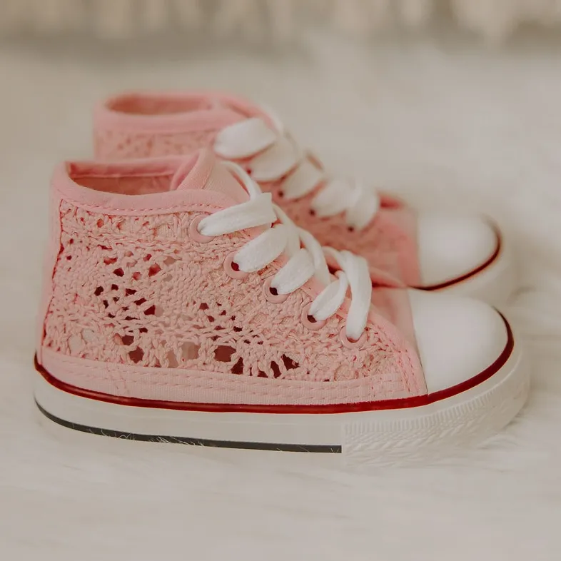 FR1 Children's High-top Sneakers Pink Mona