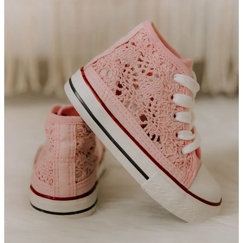 FR1 Children's High-top Sneakers Pink Mona