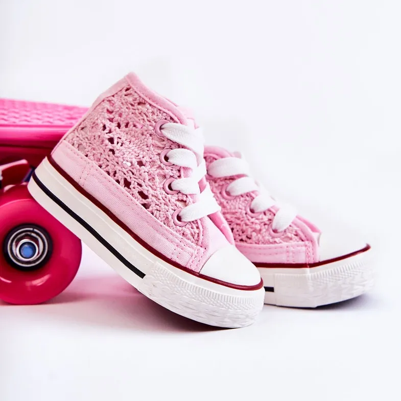 FR1 Children's High-top Sneakers Pink Mona