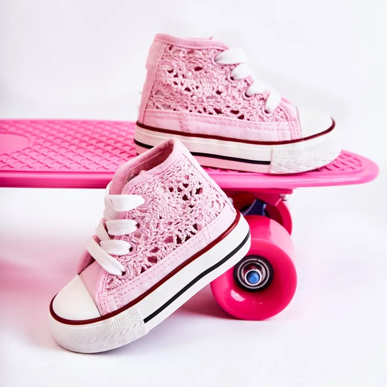 FR1 Children's High-top Sneakers Pink Mona