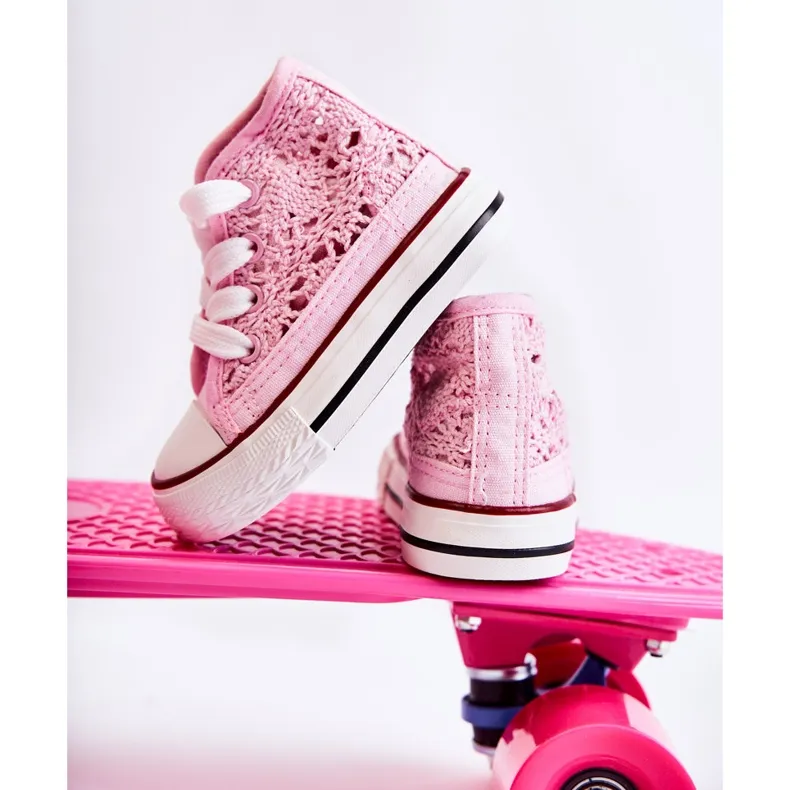 FR1 Children's High-top Sneakers Pink Mona