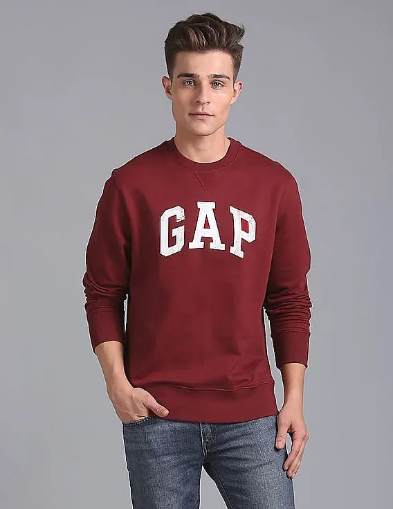 GAP Men Red Logo Fleece Sweatshirt