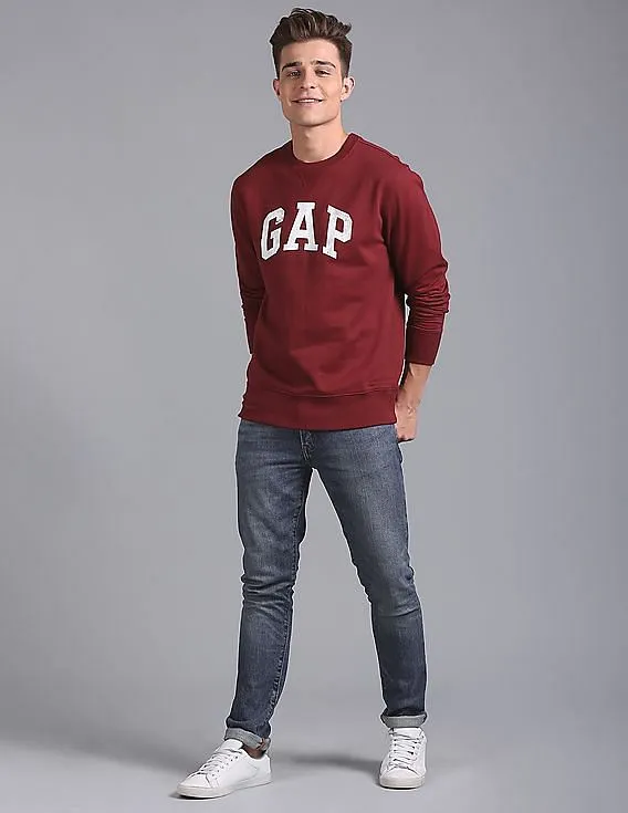 GAP Men Red Logo Fleece Sweatshirt