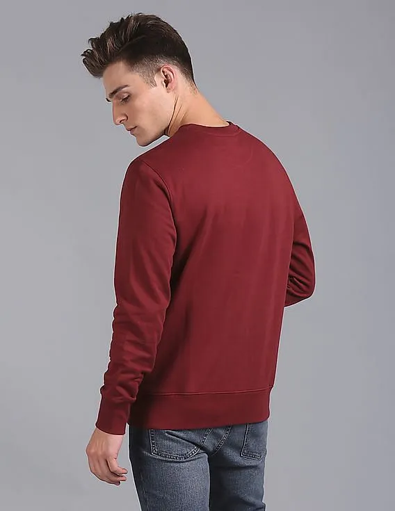 GAP Men Red Logo Fleece Sweatshirt