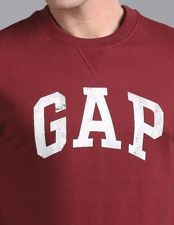 GAP Men Red Logo Fleece Sweatshirt