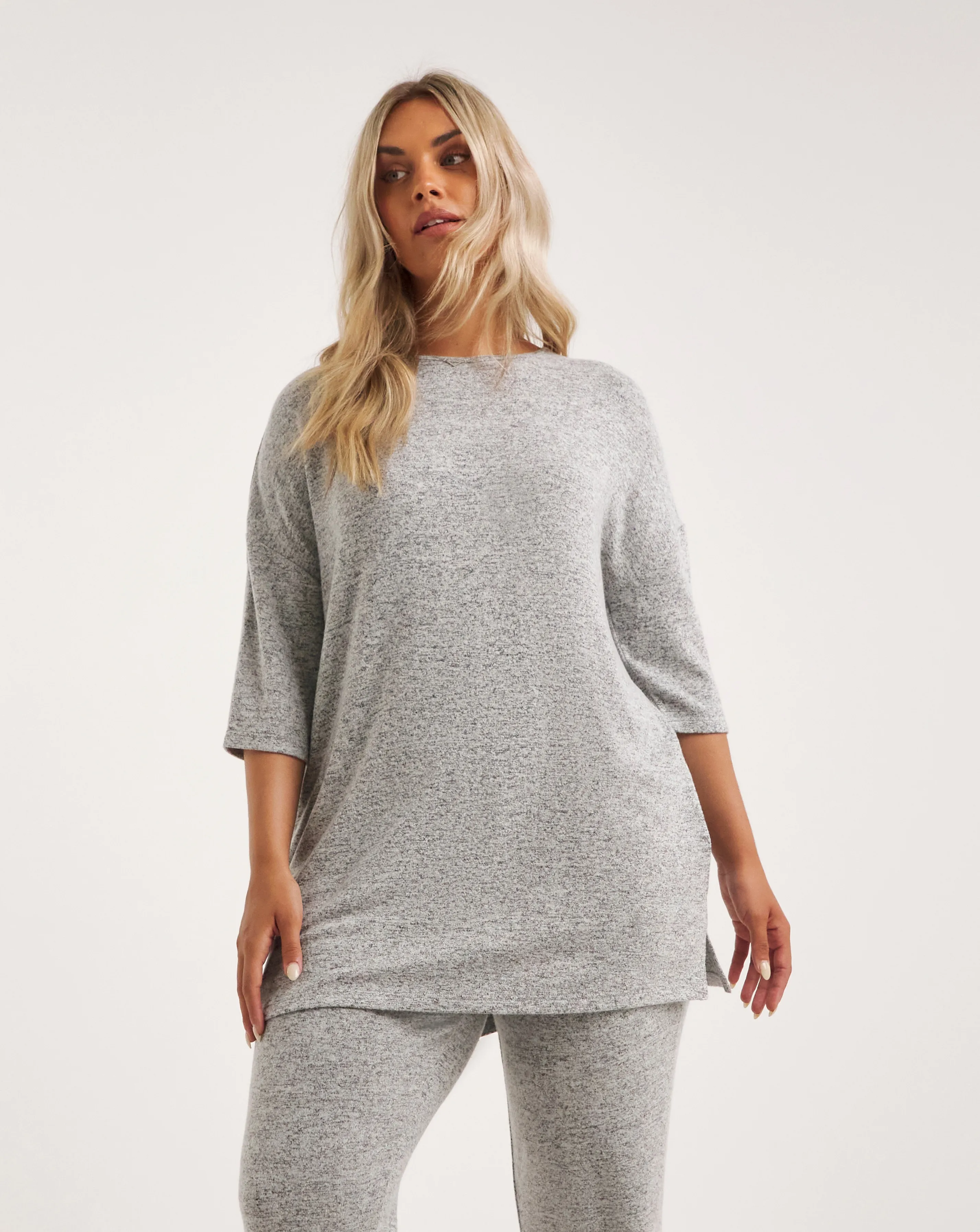 Grey Marl Soft Touch Side Pocket Tunic | Simply Be