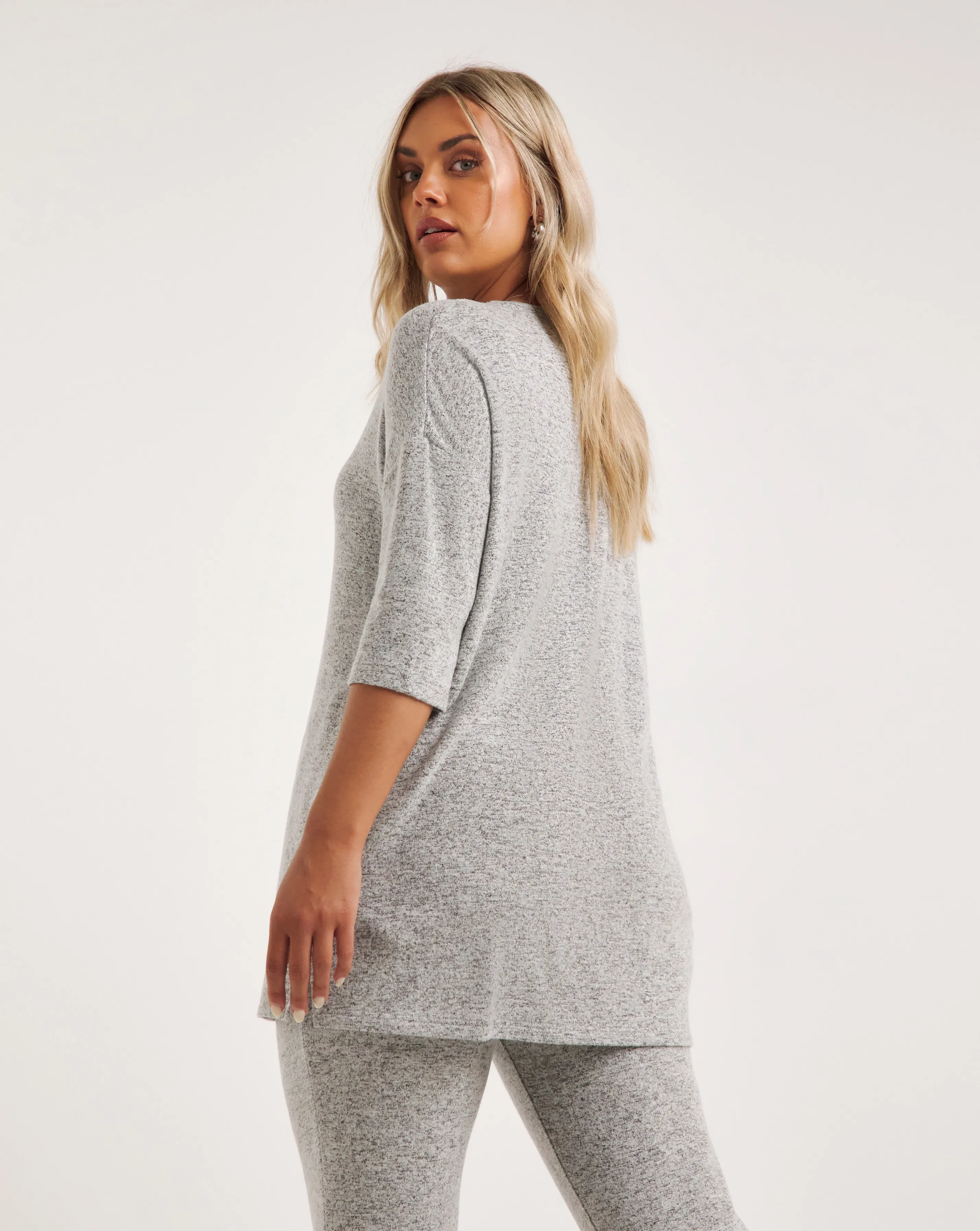 Grey Marl Soft Touch Side Pocket Tunic | Simply Be