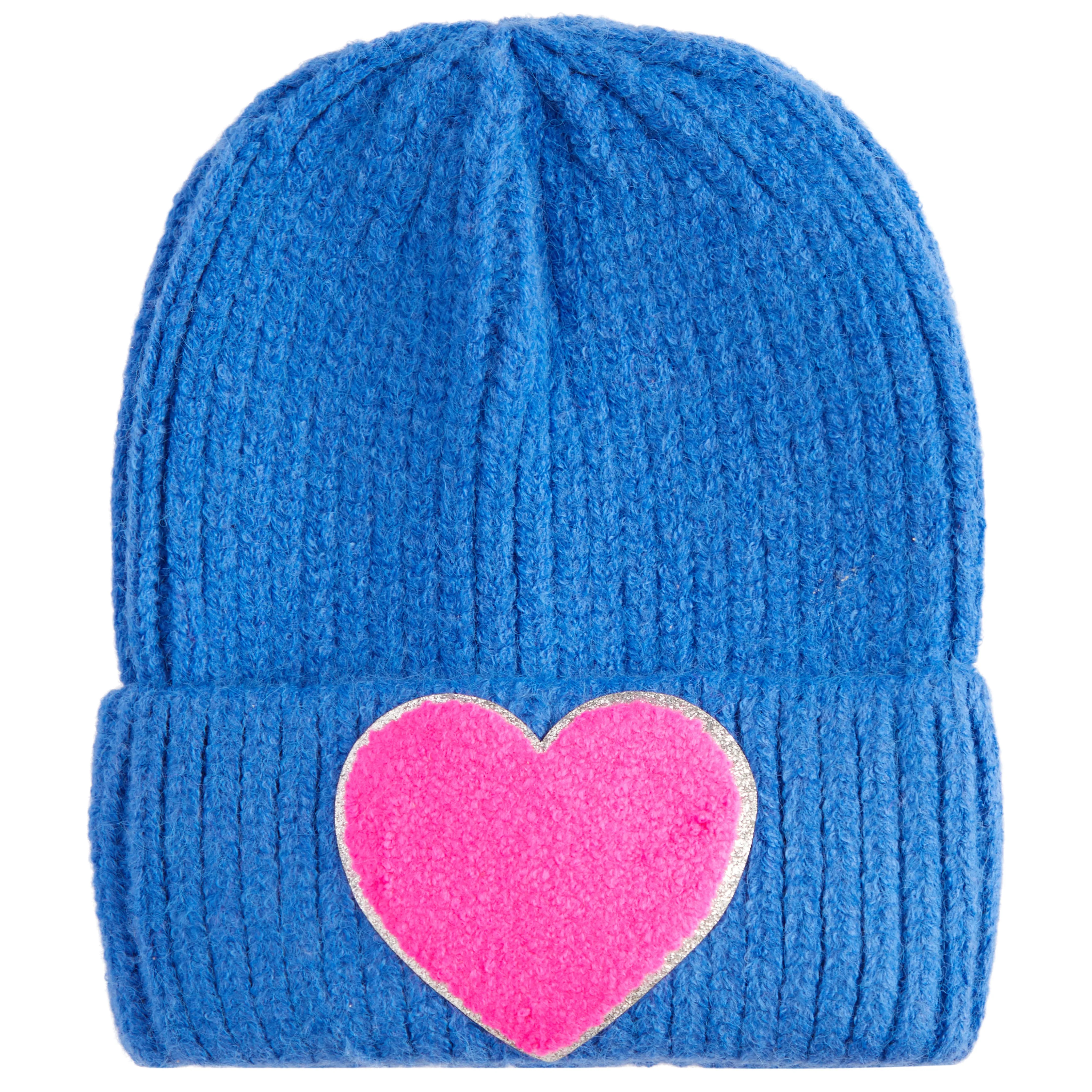 Heart Patch Thick Rib Beanie