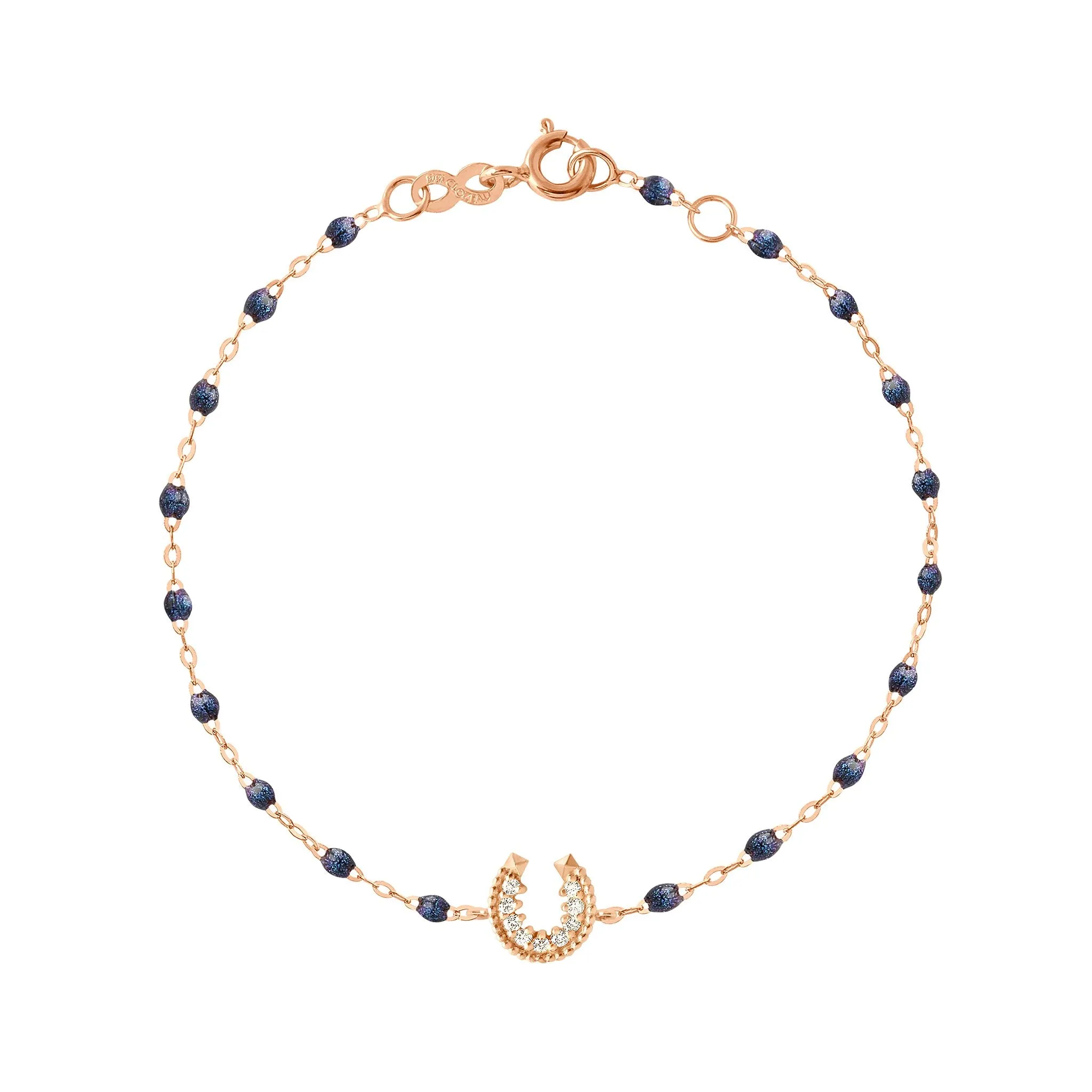 Horseshoe Diamond Midnight bracelet, Rose Gold, 6.7