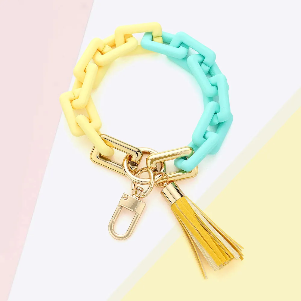 iLLASPARKZ Tassel Charm Open Rectangle Link Keychain / Bracelet