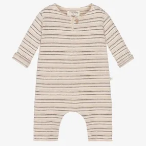 Ivory Striped Cotton Romper