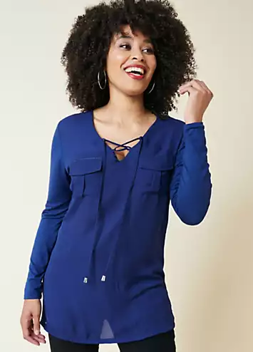 Kaleidoscope Longline Lace Up Tunic Top | Grattan