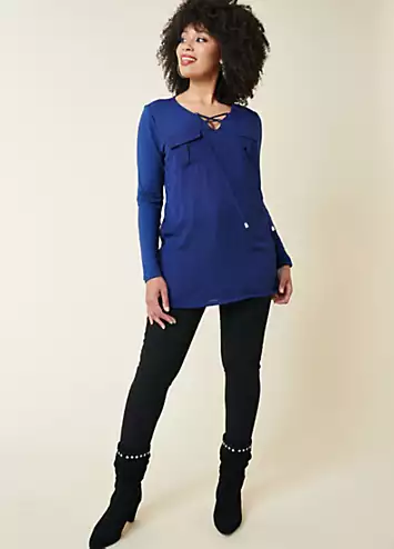 Kaleidoscope Longline Lace Up Tunic Top | Grattan