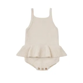 Knit Ruffle Romper - Natural - FINAL SALE