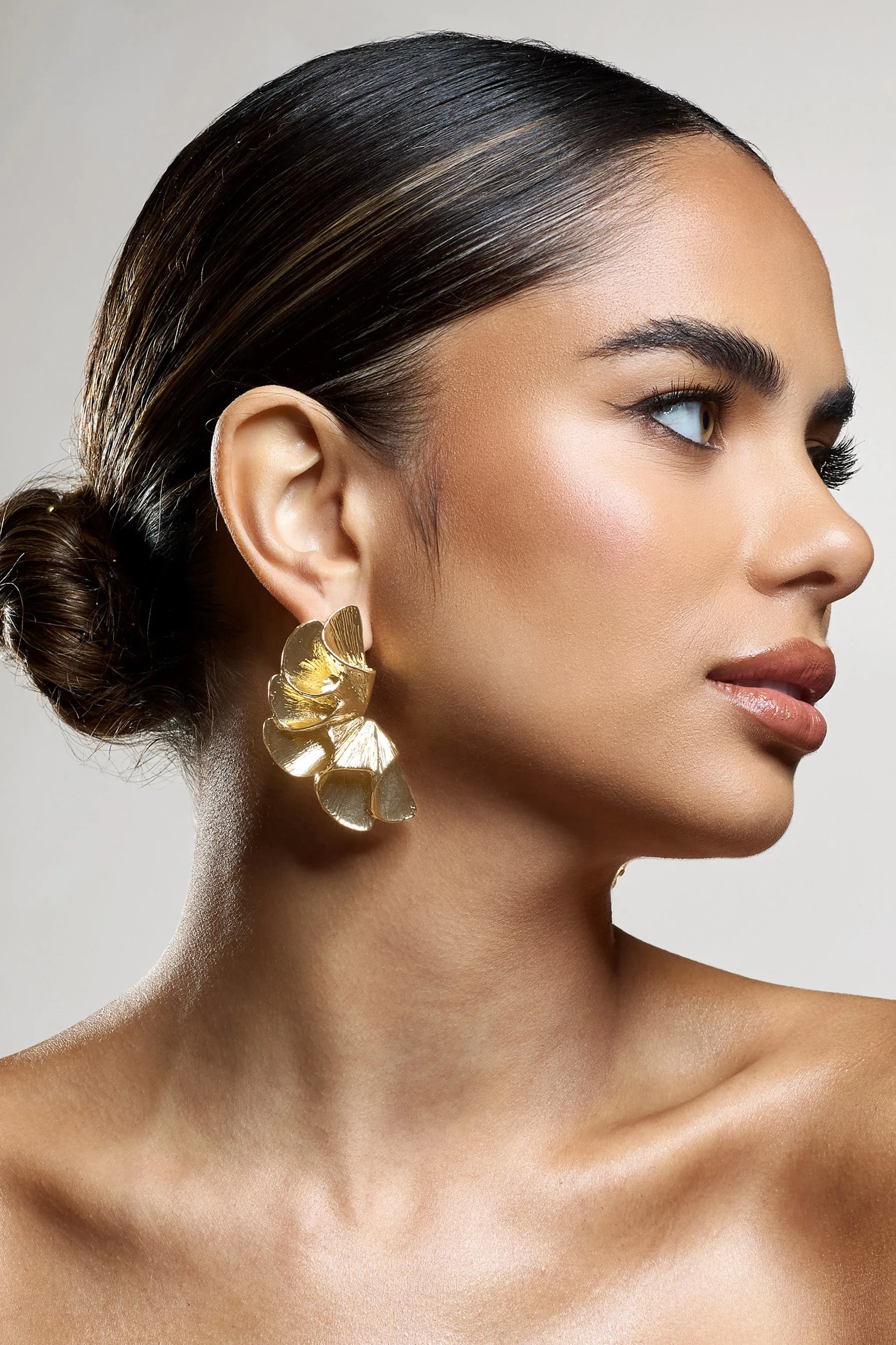 Koami | Gold Textured Statement Earrings