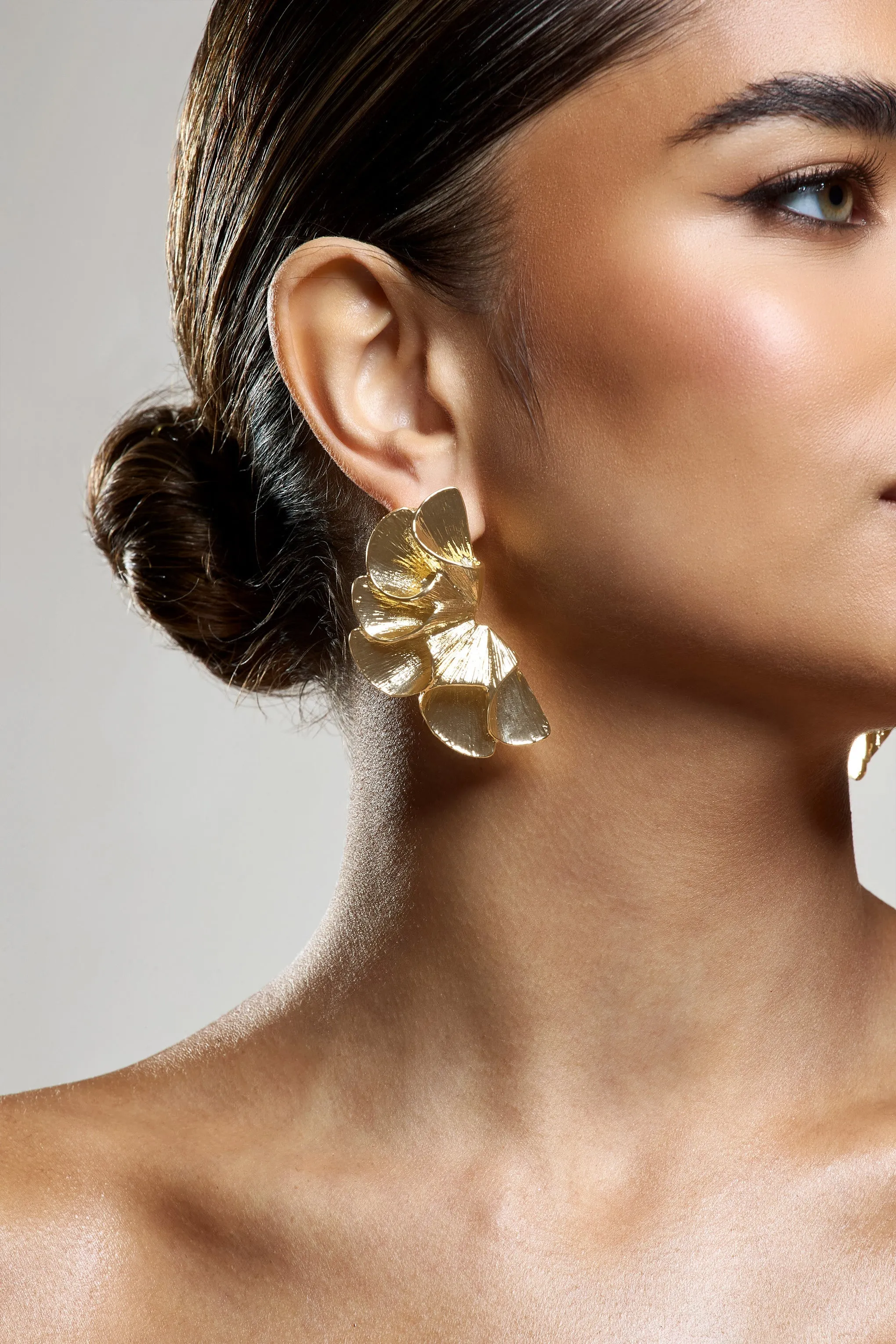 Koami | Gold Textured Statement Earrings