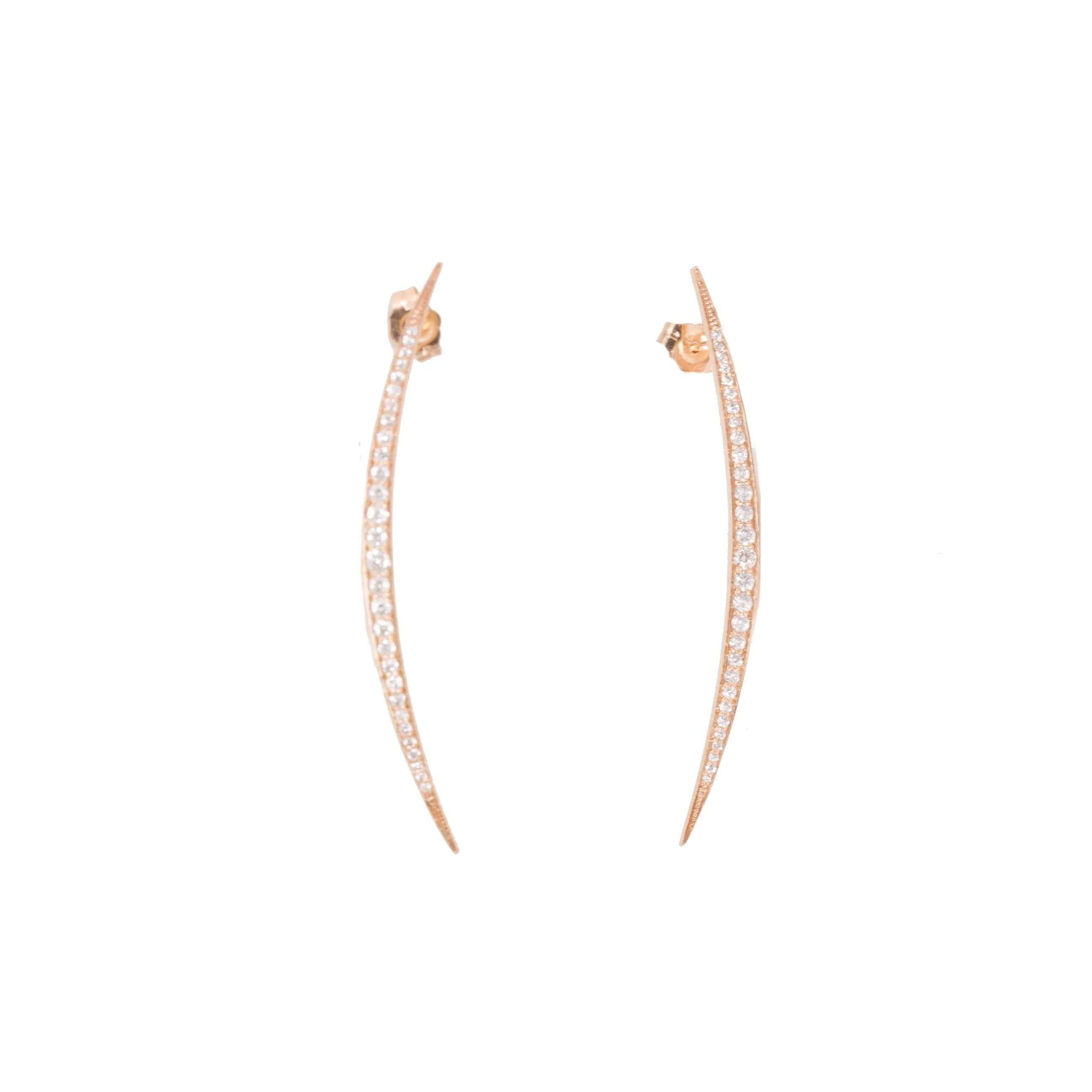 Large Crescent Graduating Diamond Stud Earrings