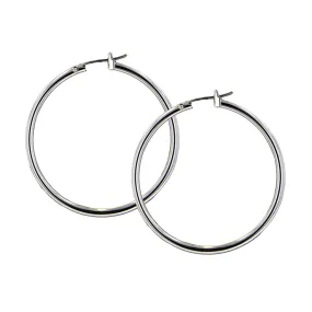 Large Hoop Rhodium Earrings by John Medeiros