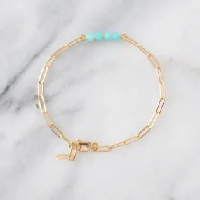 Libby And Smee Gemstone Paper Clip Chain Link Bracelet - Amazonite