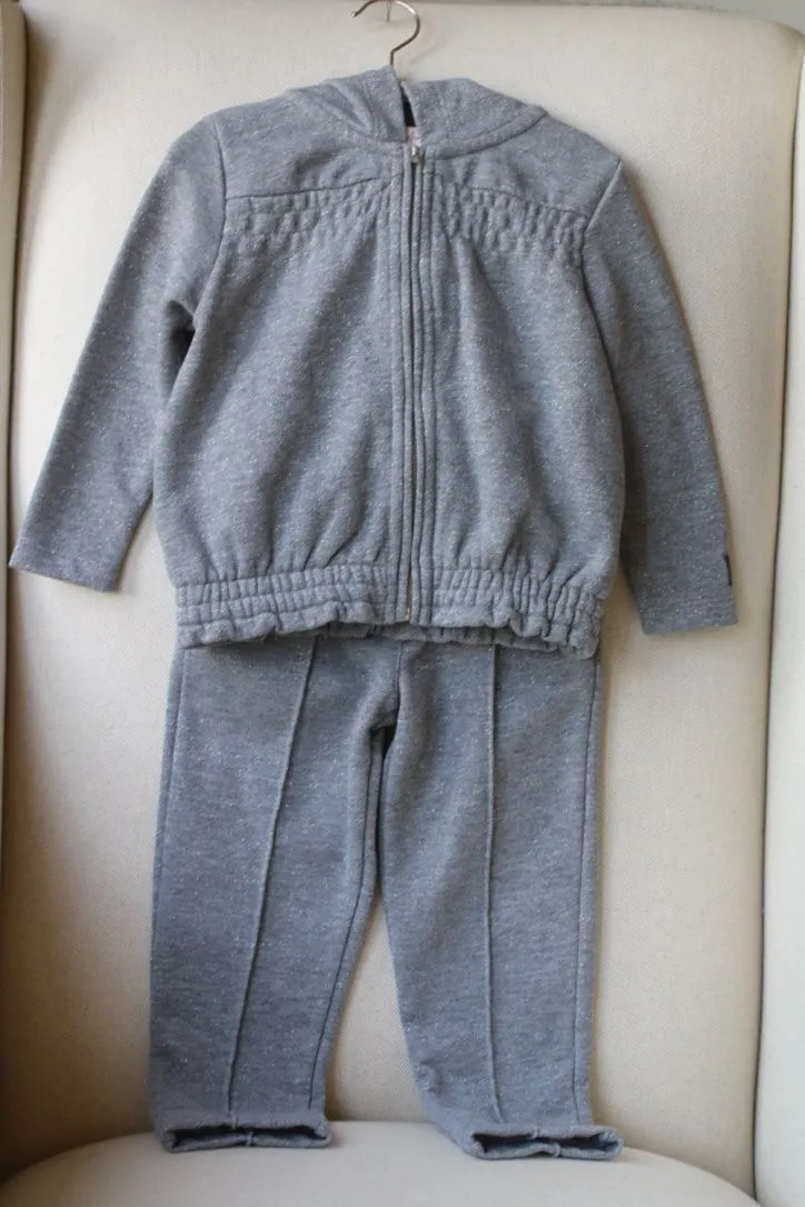 LILI GAUFRETTE BABY GIRLS GREY GLITTERY TRACKSUIT 3 YEARS