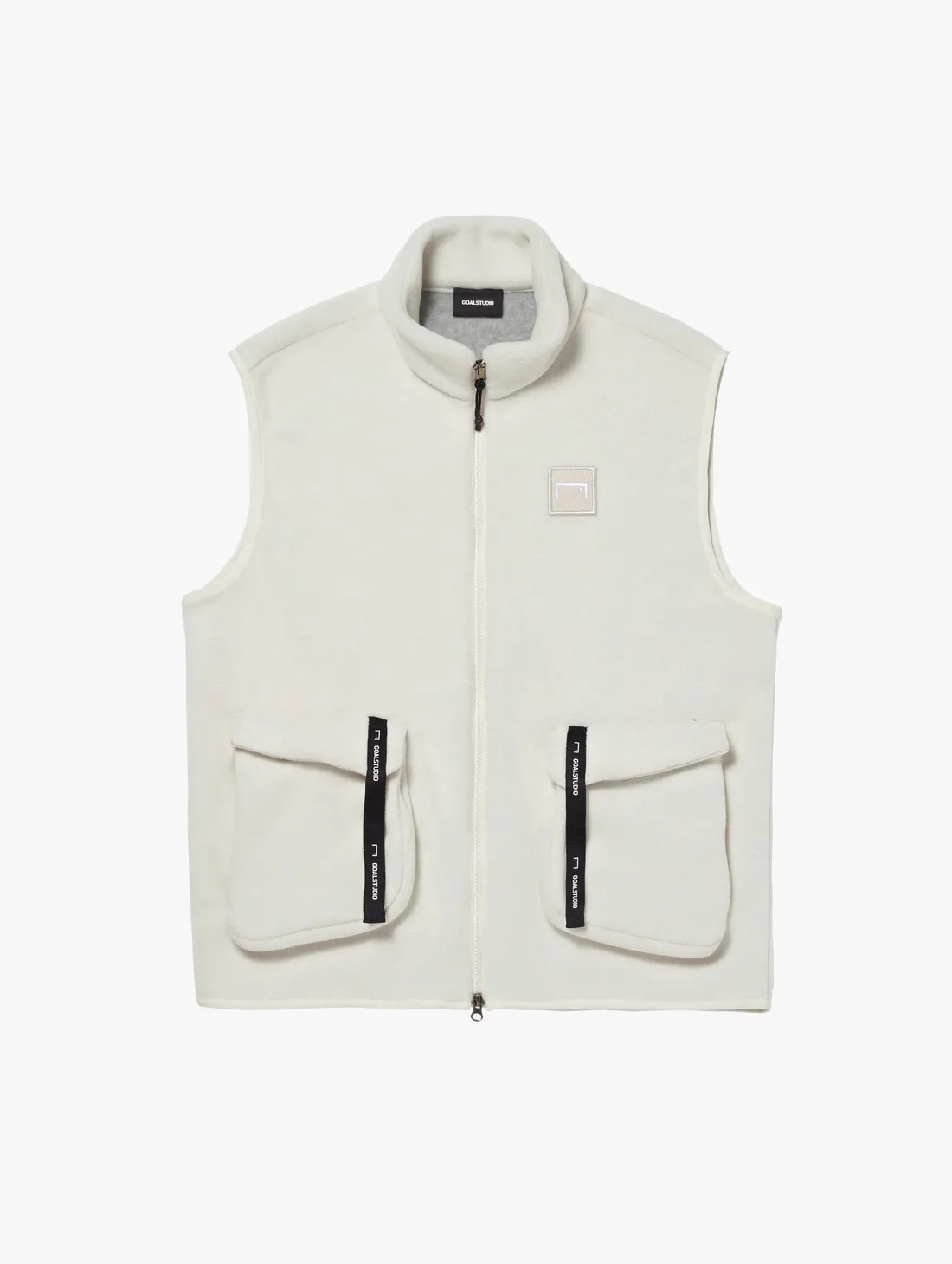 LOGO TAPE MICRO FLEECE VEST-IVORY