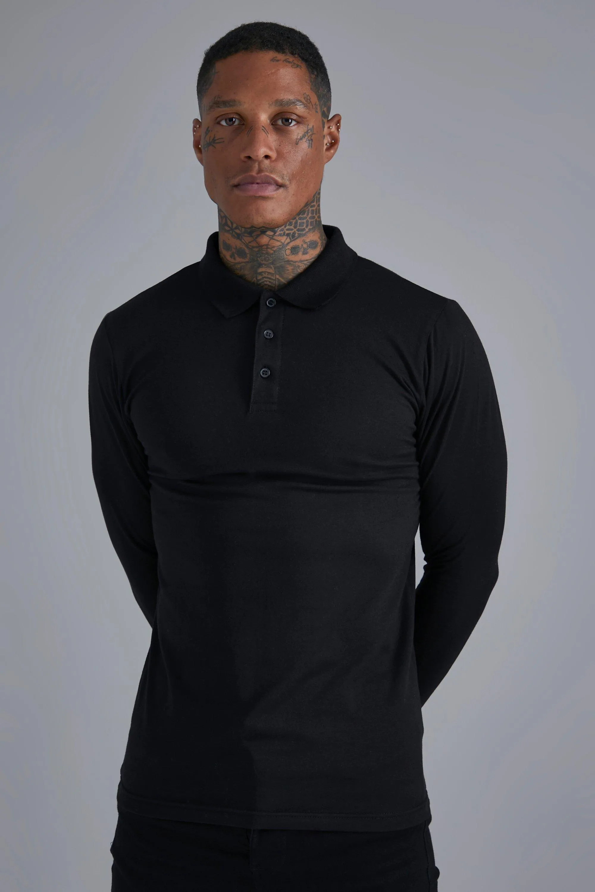 Long Sleeve Muscle Fit Polo