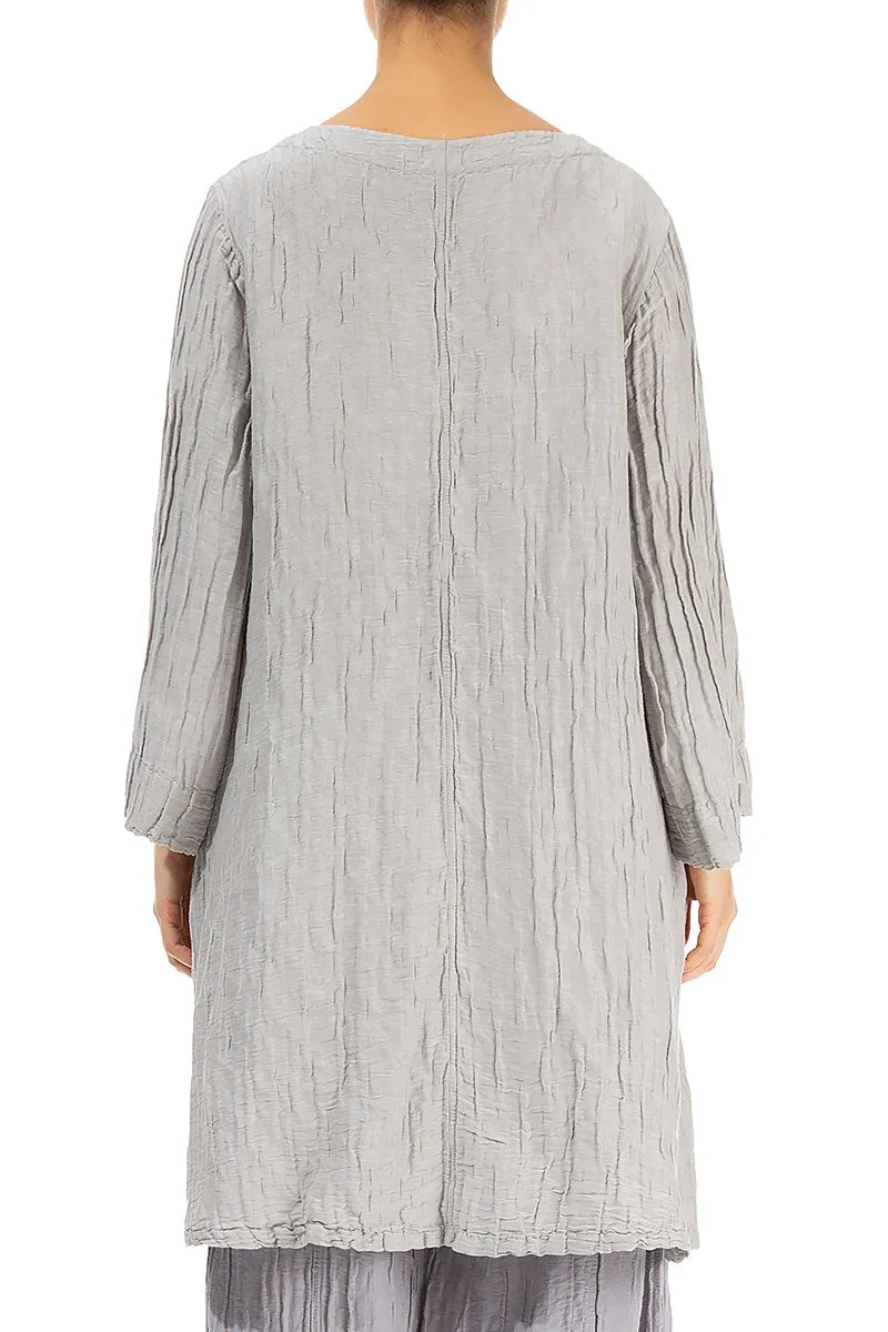 Loose Crinkled Cream Grey Silk Tunic