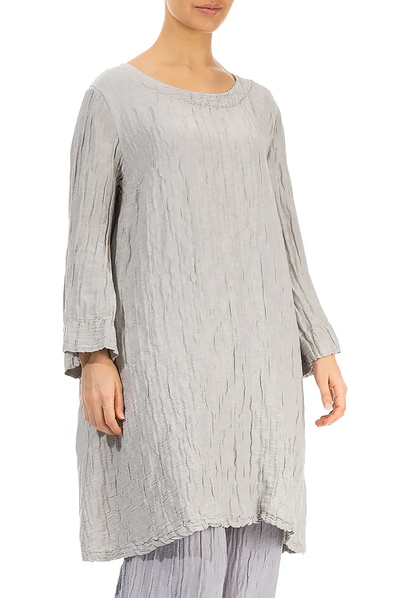 Loose Crinkled Cream Grey Silk Tunic