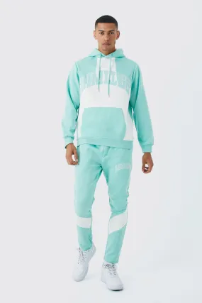 Ltd Applique Colour Block Hooded Tracksuit | boohooMAN UK