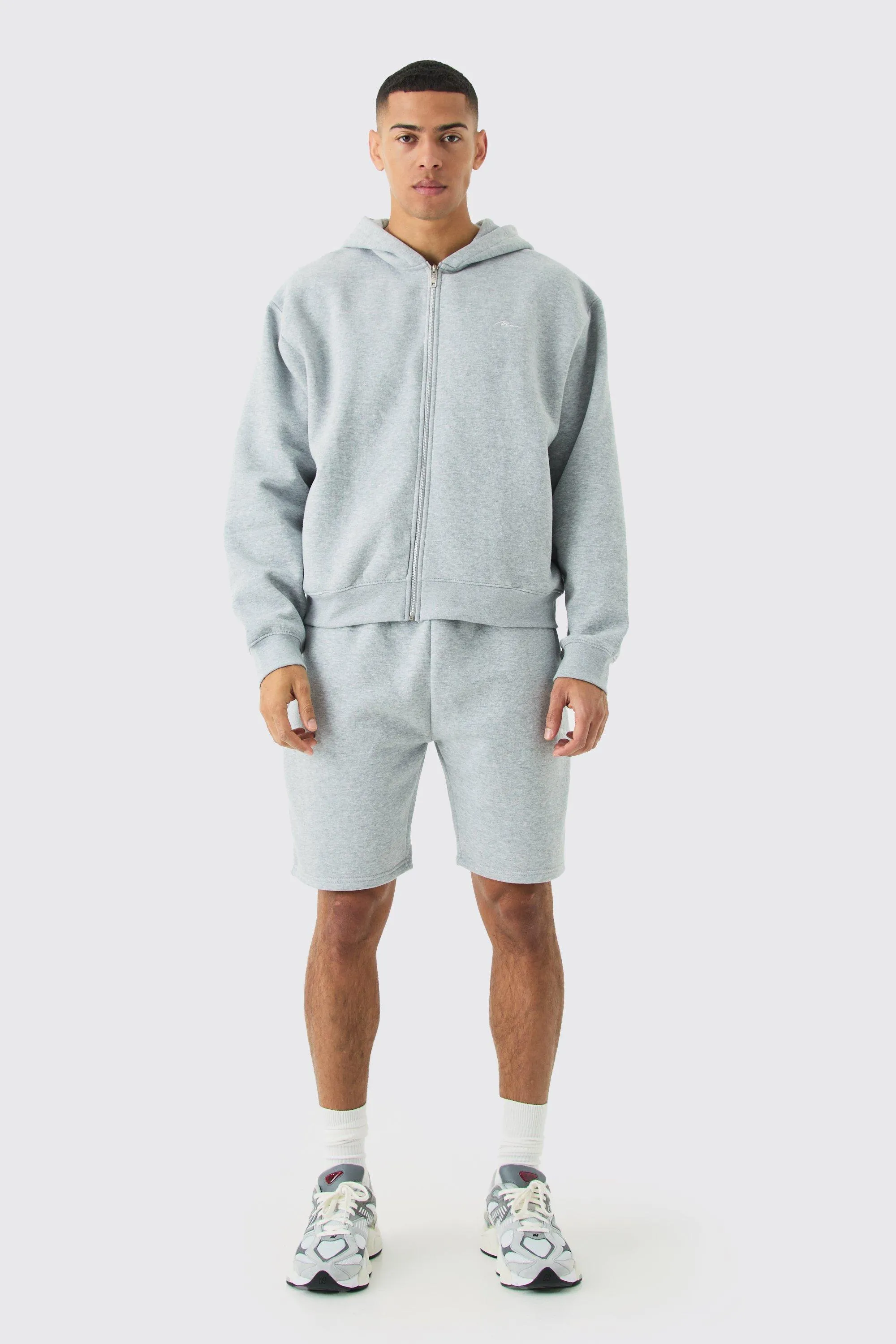 Man Signature Oversized Boxy Zip Thru Short Tracksuit