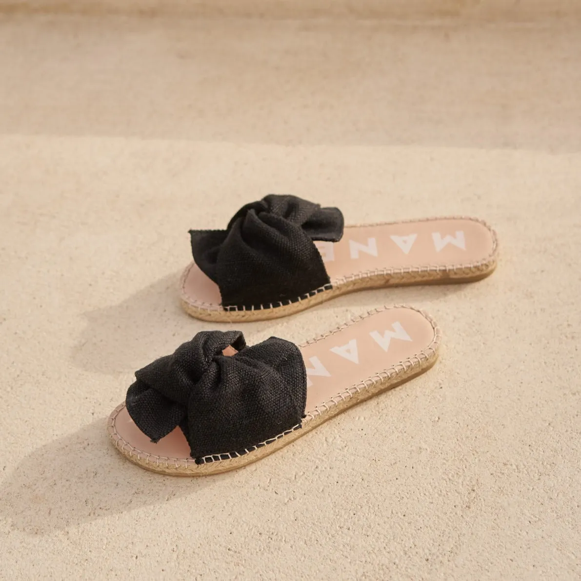 Manebi   Sandals With Knot La Havana Black Organic Hemp