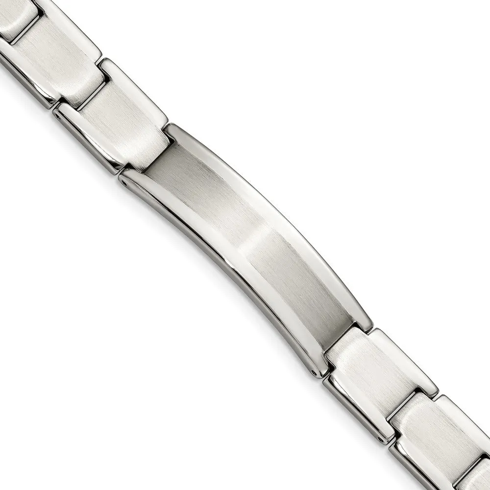 Mens 11.5mm Stainless Steel Brushed & Polished I.D. Bracelet, 8.25 In