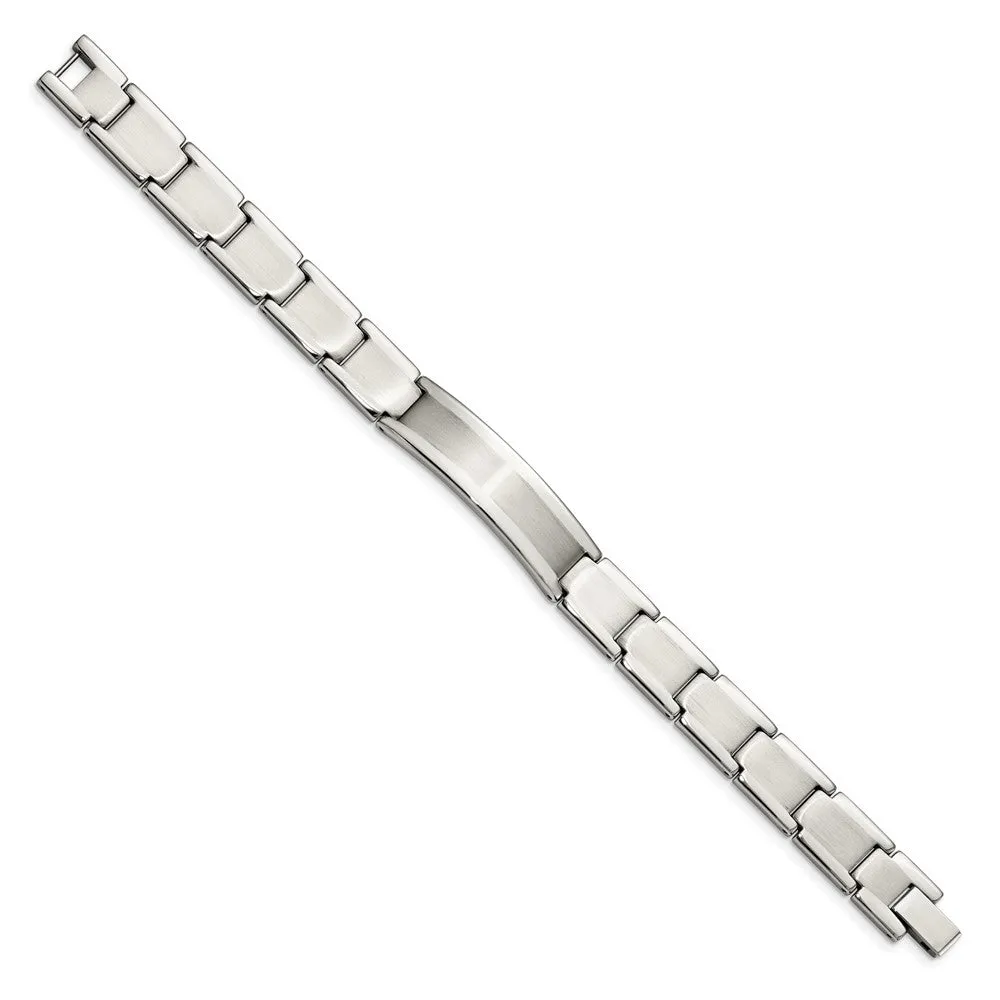 Mens 11.5mm Stainless Steel Brushed & Polished I.D. Bracelet, 8.25 In