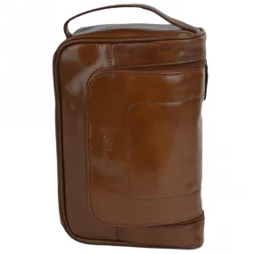 Mens Leather Hanging Wash Bag Chestnut : 89145