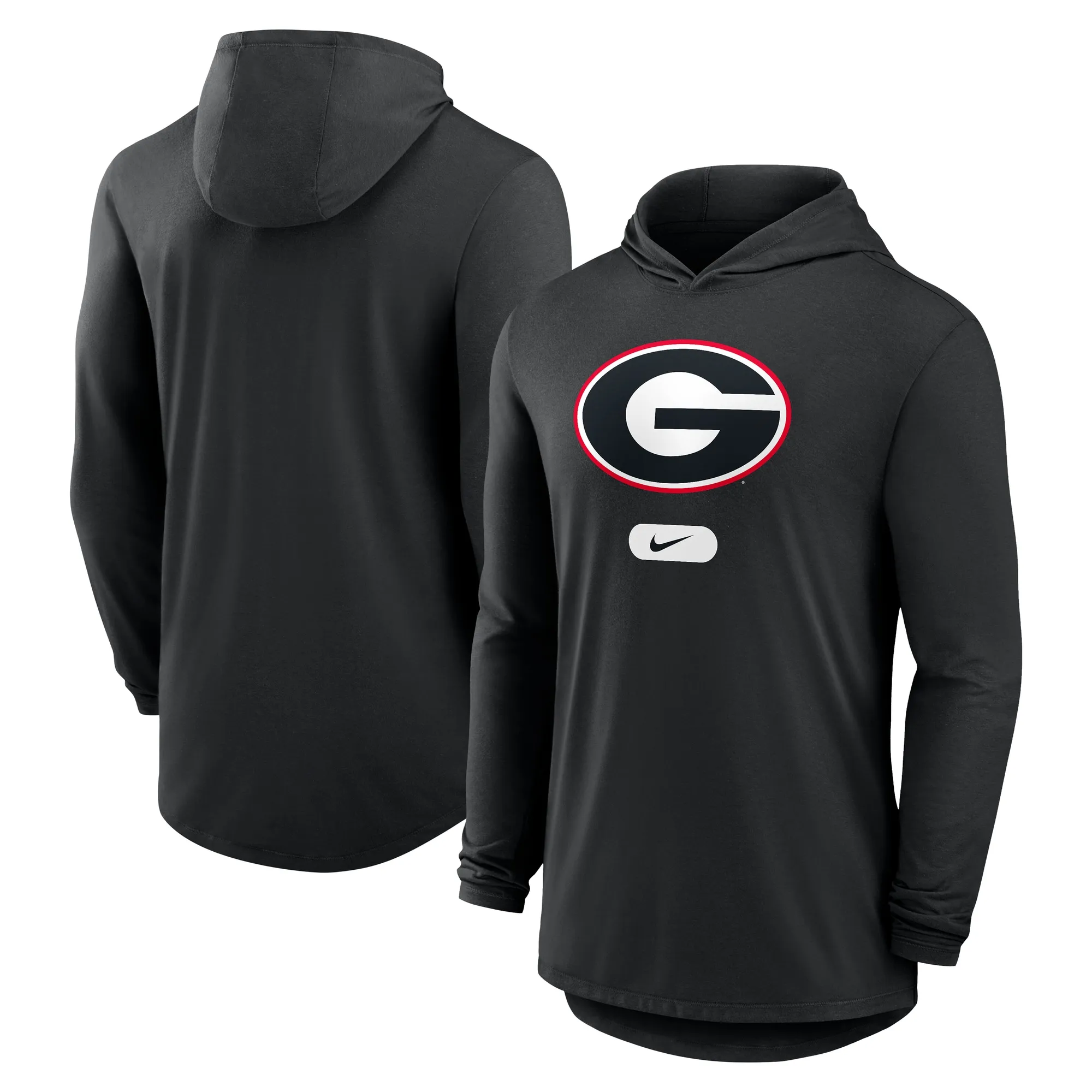 Men's Nike Black Georgia Bulldogs Lightweight Performance Long Sleeve Hoodie T-Shirt