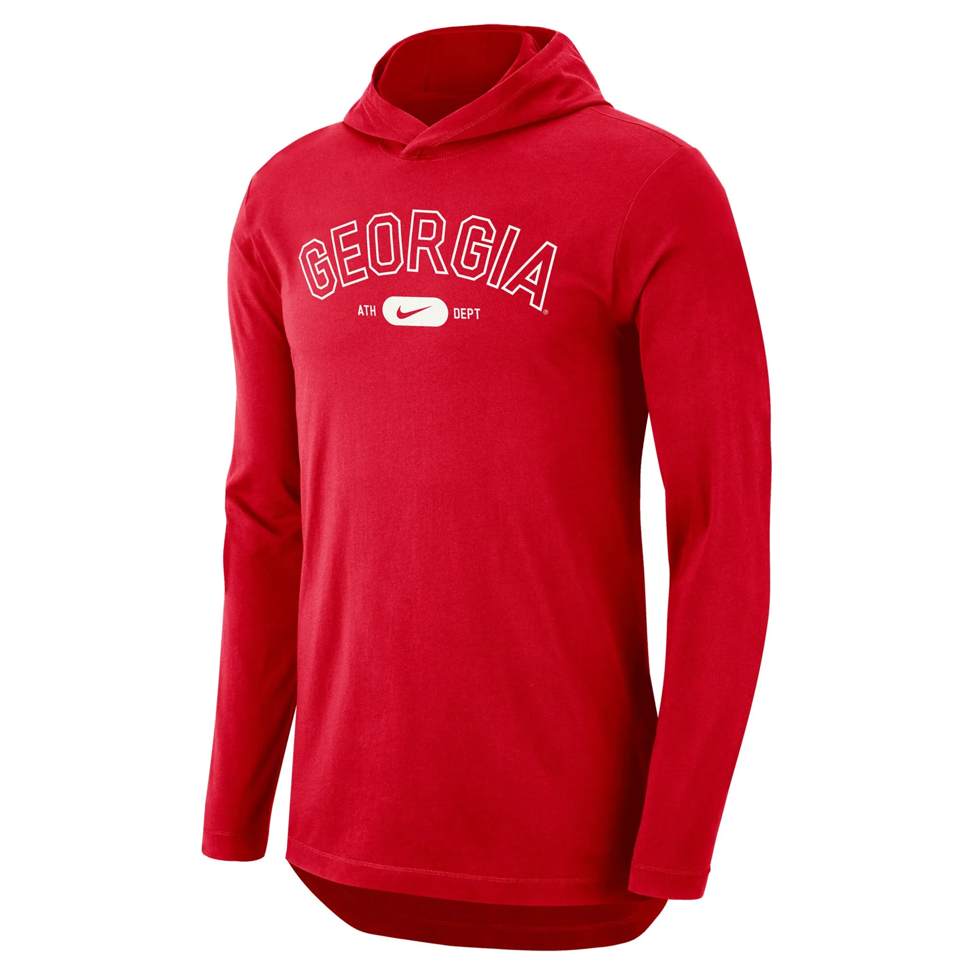 Men's Nike Red Georgia Bulldogs Campus Performance Long Sleeve Hoodie T-Shirt