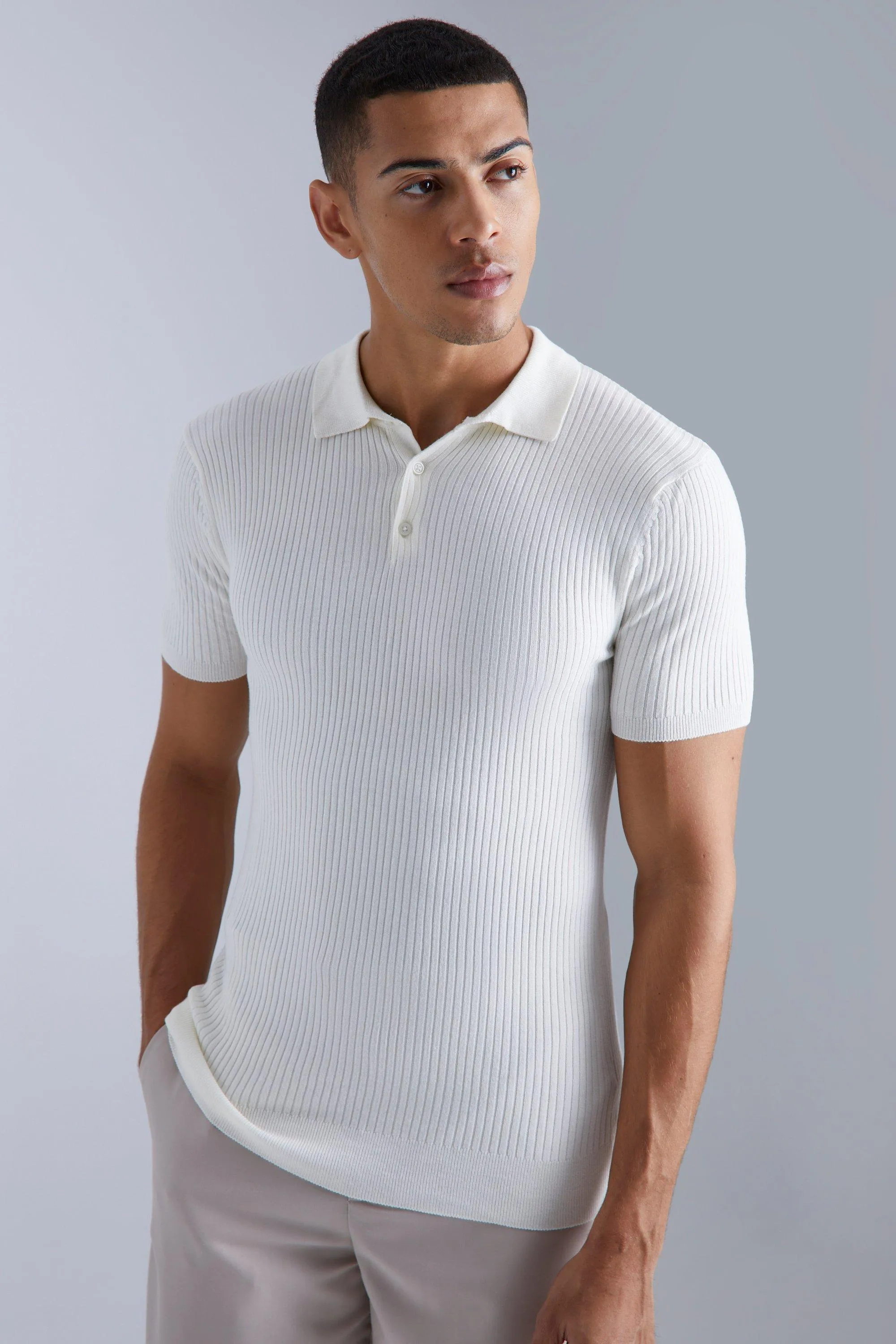 Muscle Short Sleeve Ribbed Polo