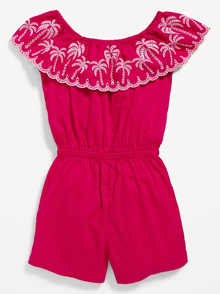 Old Navy Ruffled-Trim Embroidered Romper for Toddler Girls