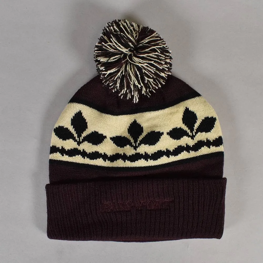 Ornate Pompom Beanie - Wine