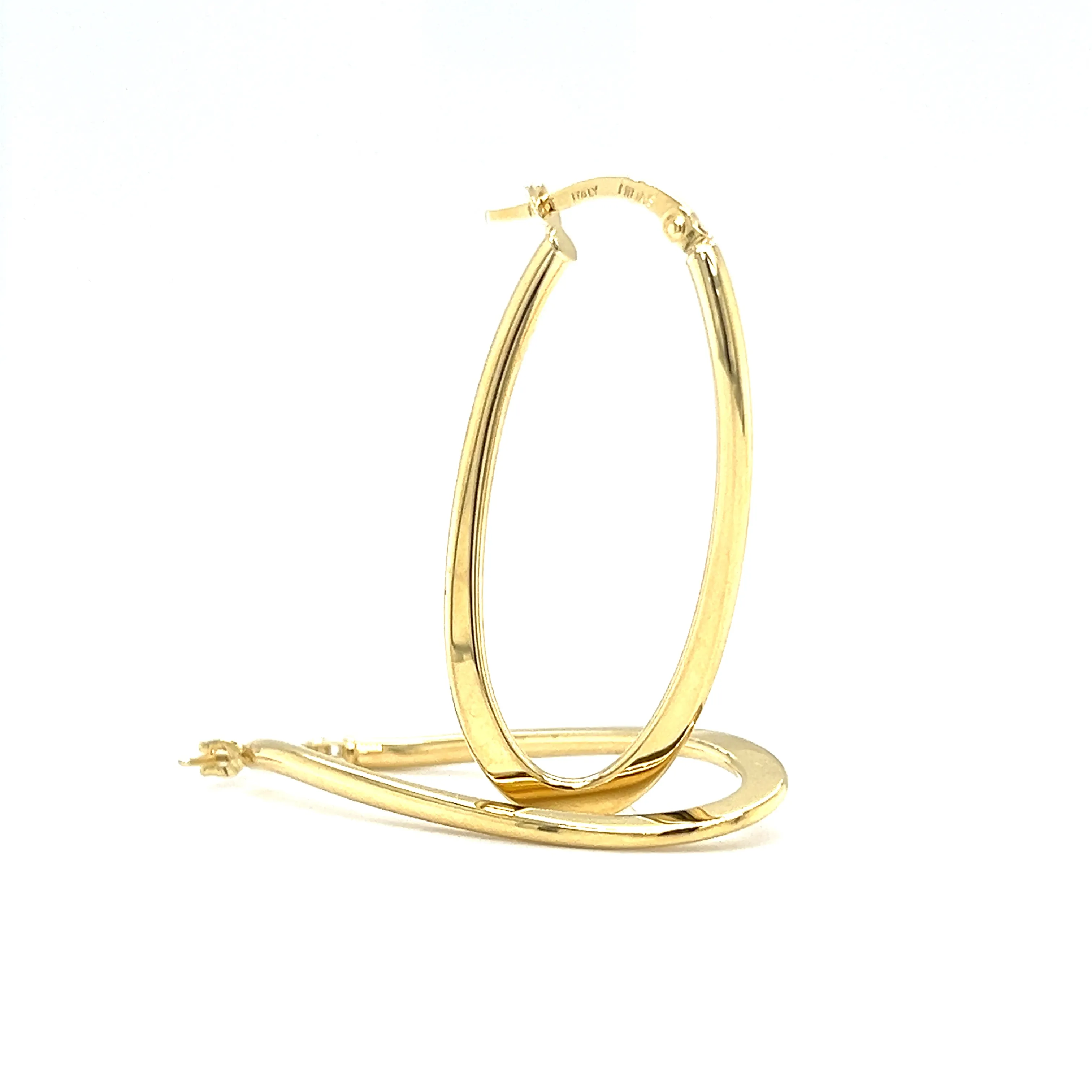 Oval 16.5mm Hoop Earrings with Twisted Design in 14K Yellow Gold