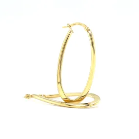 Oval 16.5mm Hoop Earrings with Twisted Design in 14K Yellow Gold