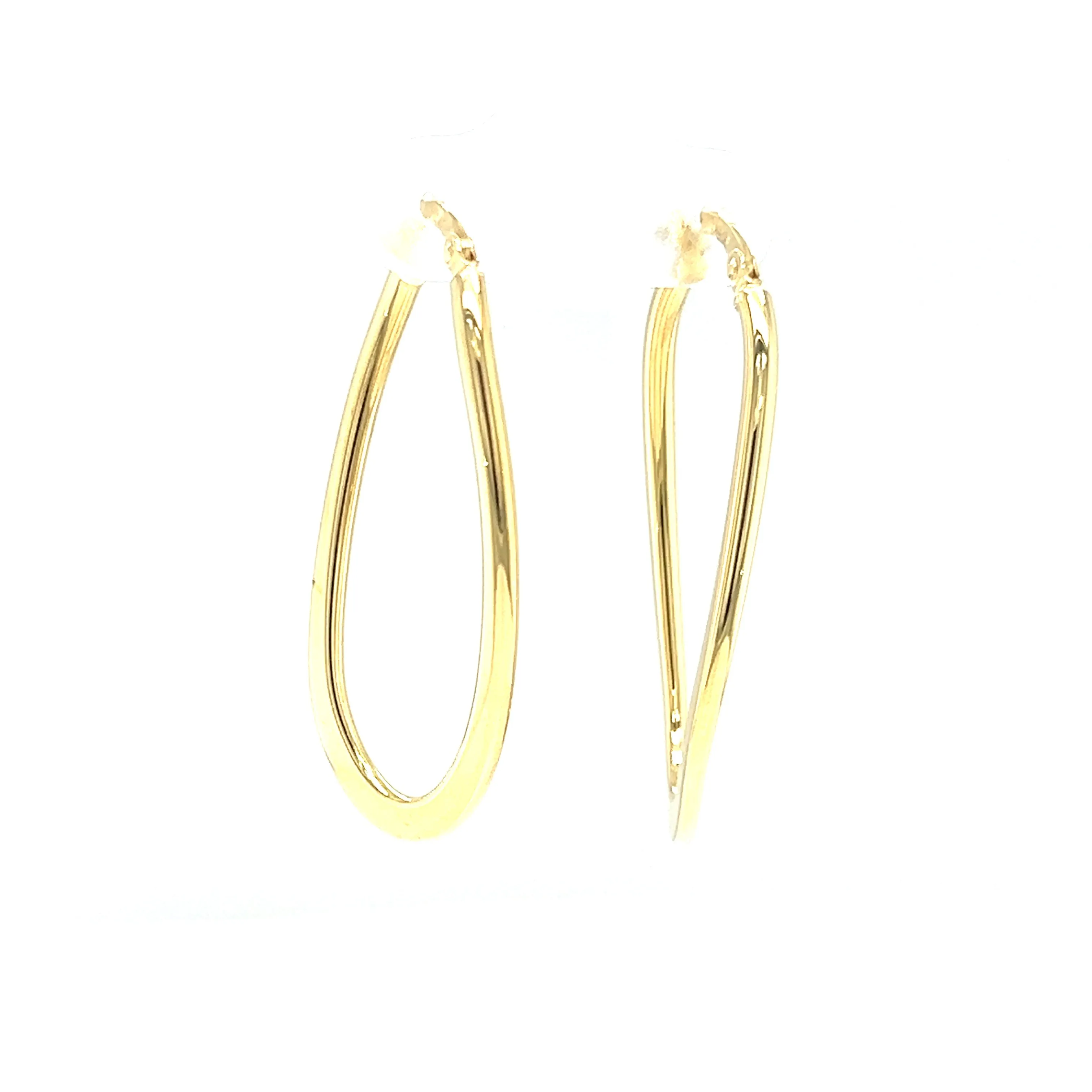 Oval 16.5mm Hoop Earrings with Twisted Design in 14K Yellow Gold