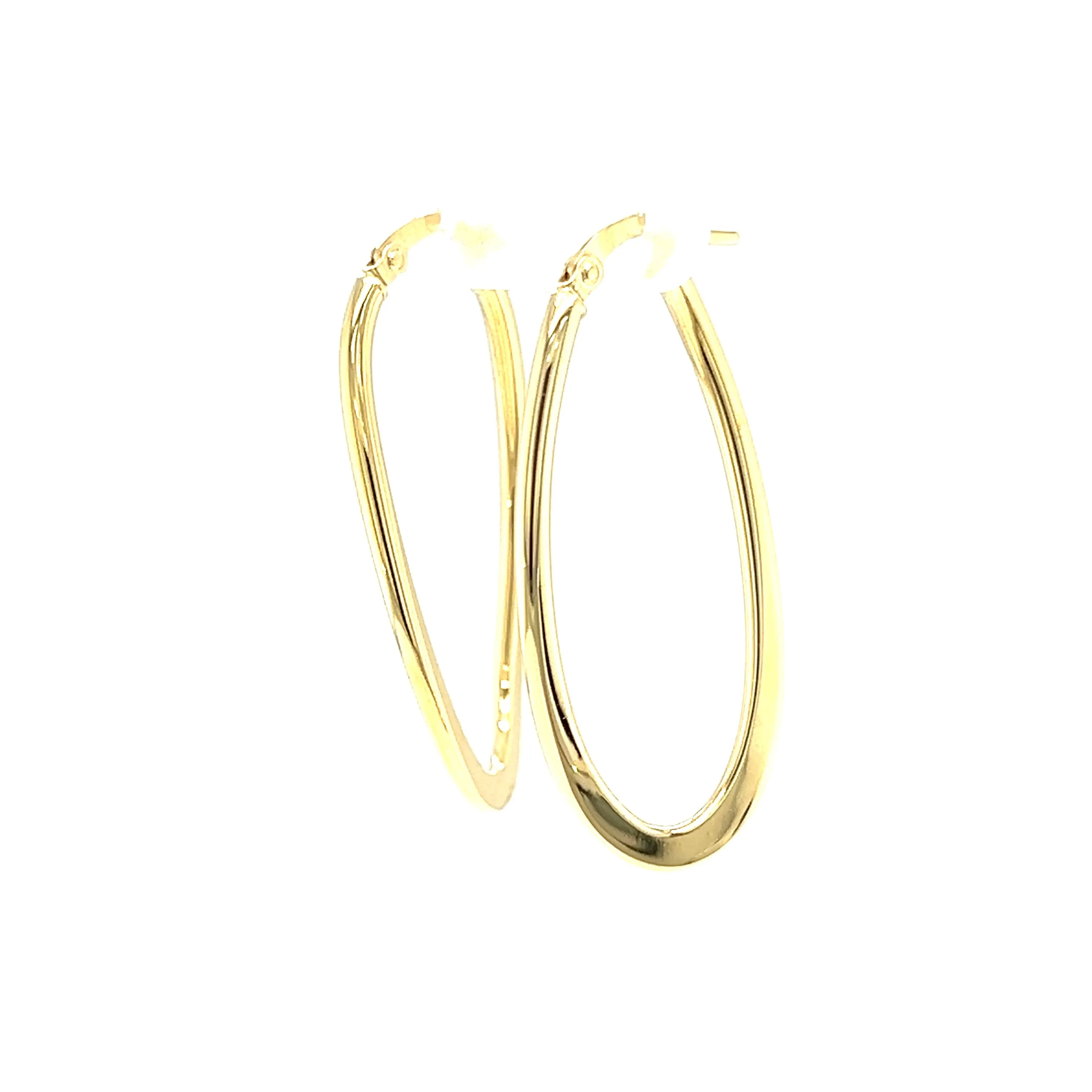 Oval 16.5mm Hoop Earrings with Twisted Design in 14K Yellow Gold