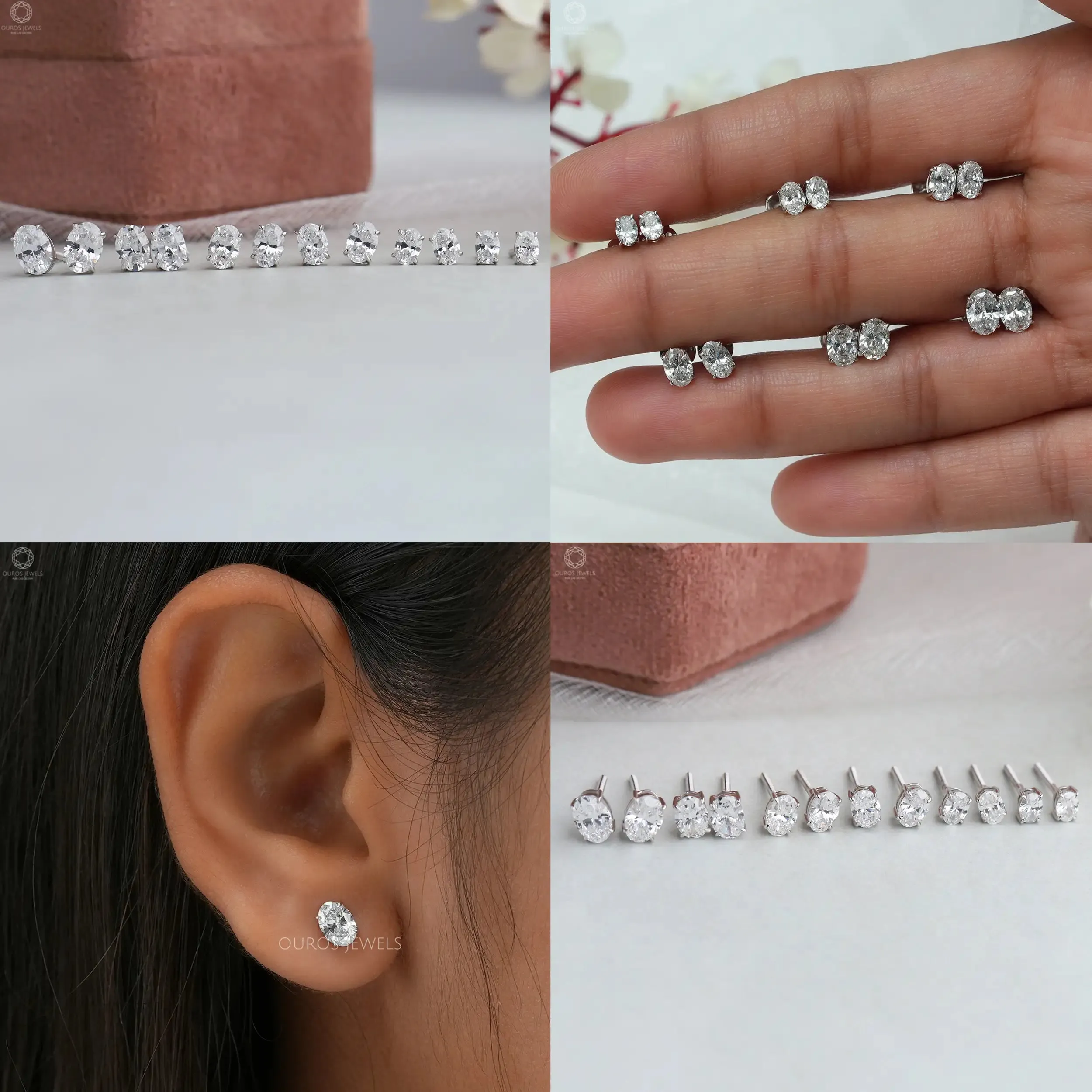 Oval Cut Lab Grown Diamond  Stud Earrings