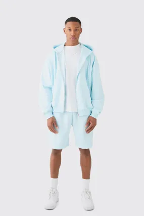 Oversized Boxy Zip Through Carpenter Short Tracksuit | boohooMAN UK