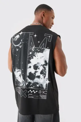 Oversized Man Space Printed Tank